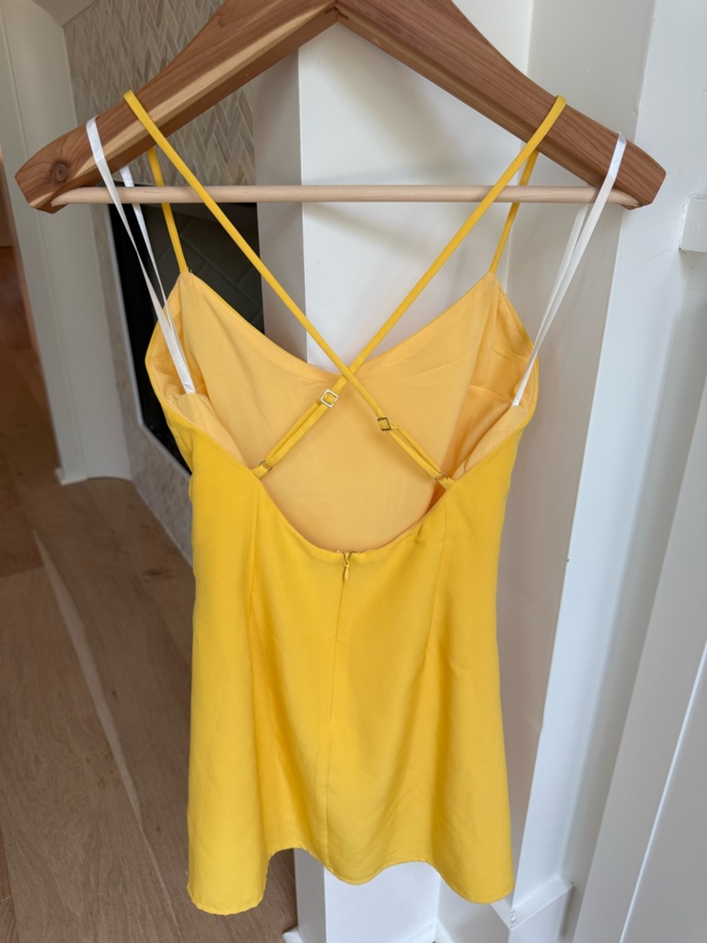 Revolve NBD Yellow Spaghetti-Strap Wrap Mini Dress small - Picture 4 of 7